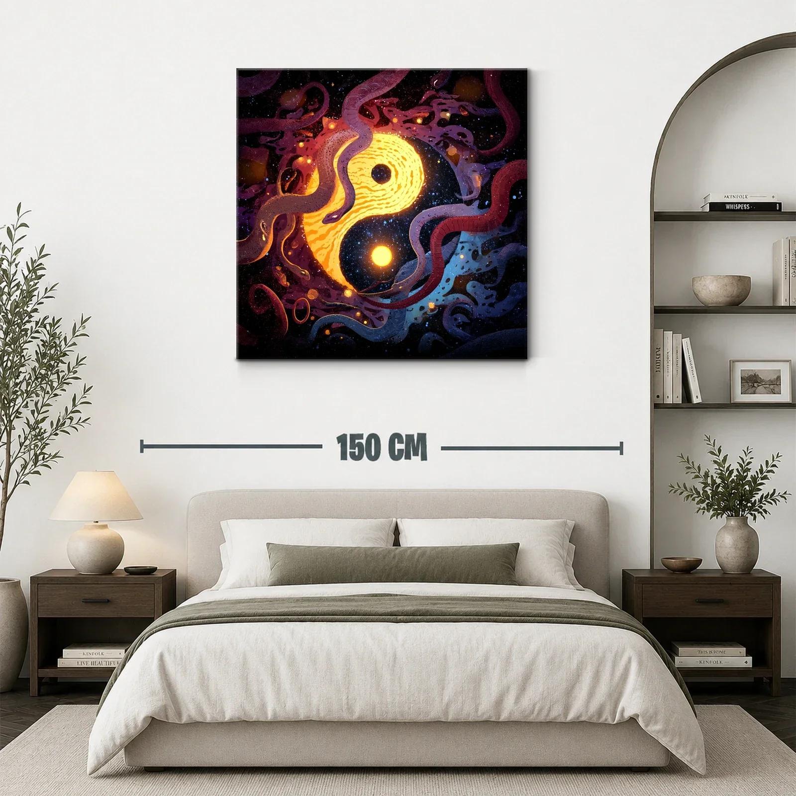 Yin Yang cósmico entre serpientes en galaxia vibrante — miniatura 3