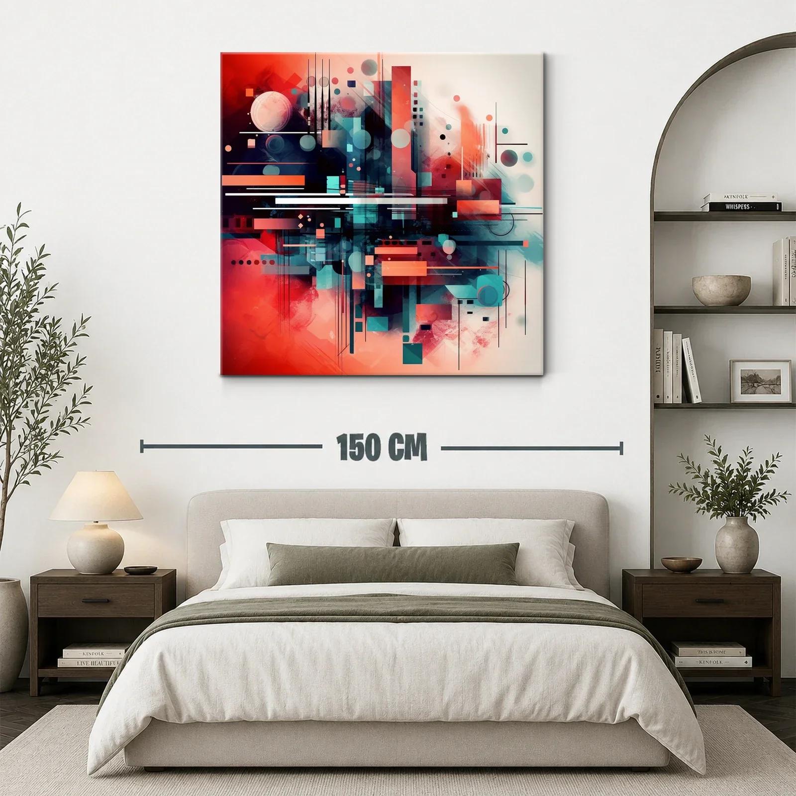 Composición abstracta dinámica en tonos cálidos y fríos — miniatura 3