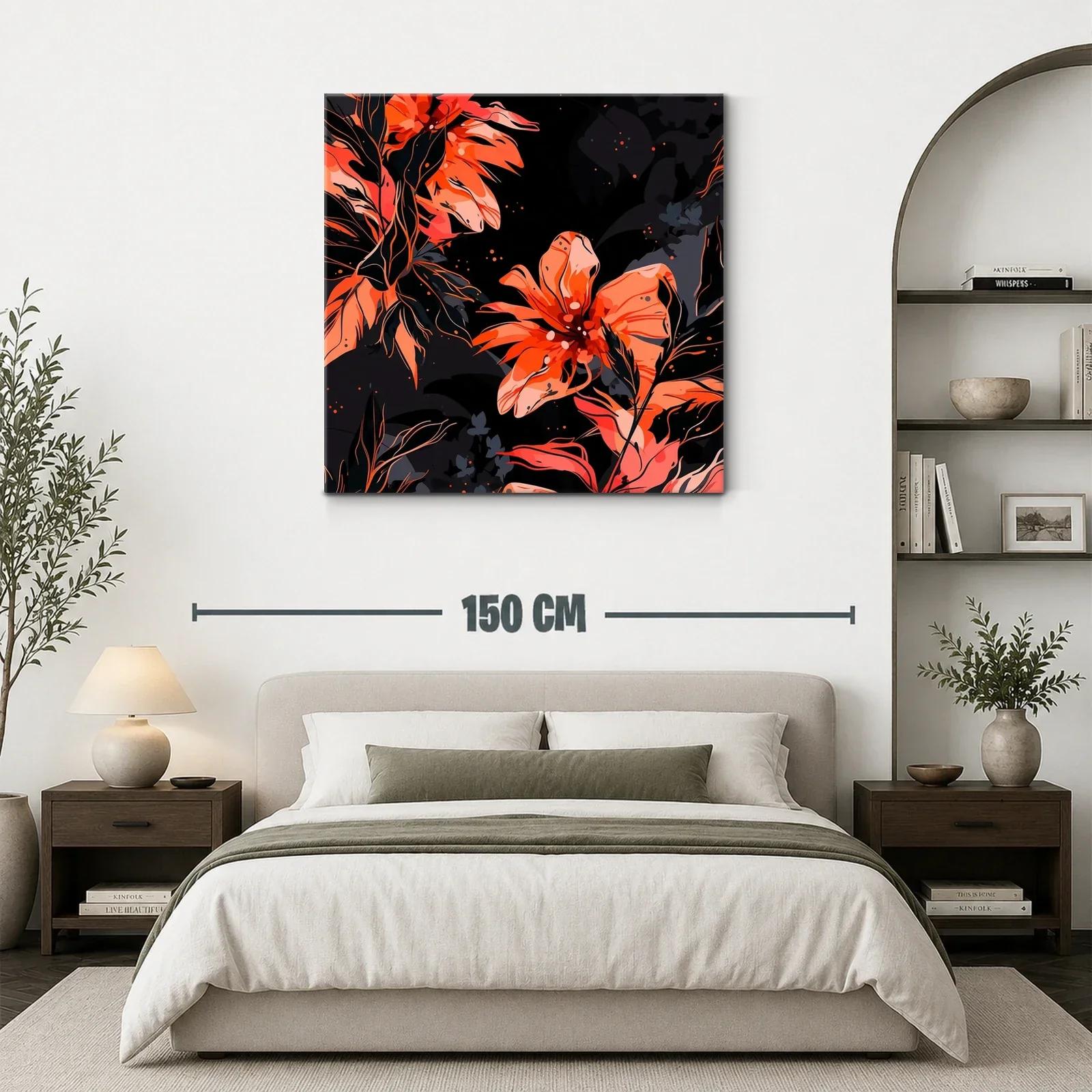 Flores vibrantes en tonos cálidos sobre fondo oscuro — miniatura 3