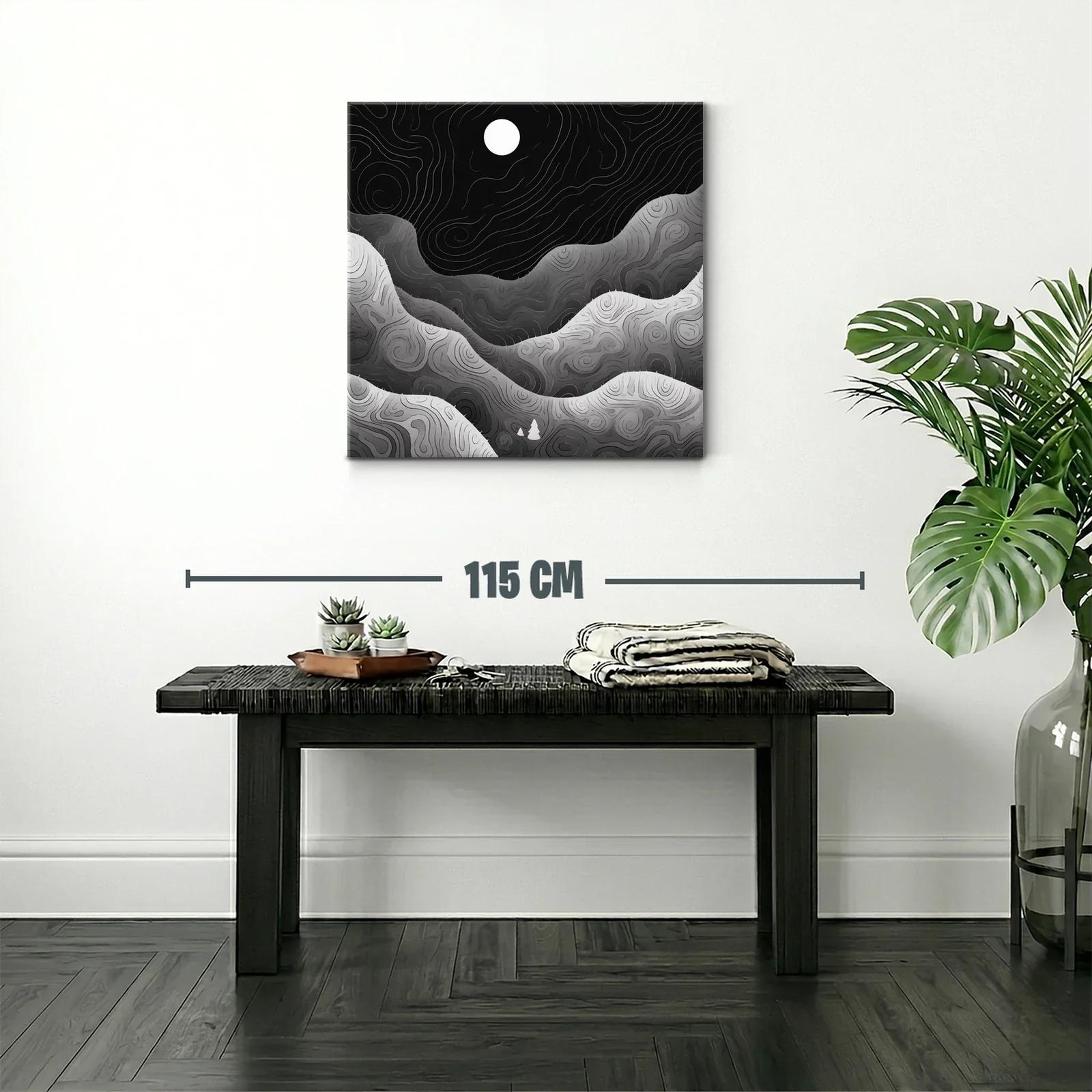 Paisaje nocturno abstracto en tonos grises y negros — miniatura 2