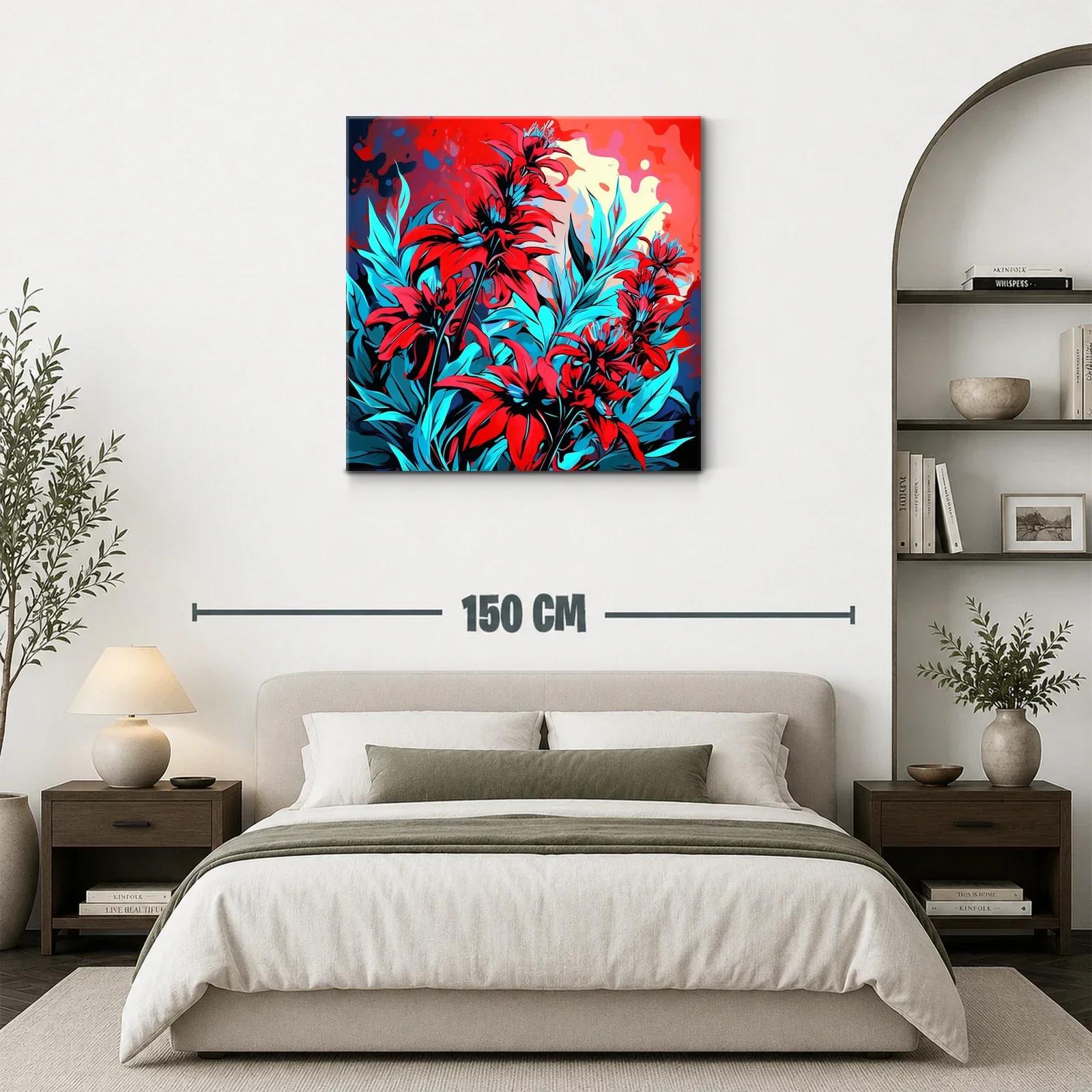 Vibrante composición floral en tonos rojos y azules eléctricos — miniatura 3