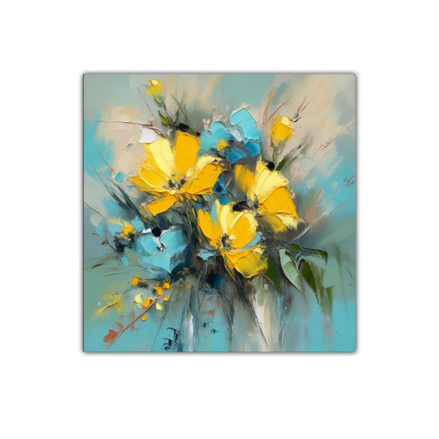 Flores vibrantes en tonos amarillos y azules