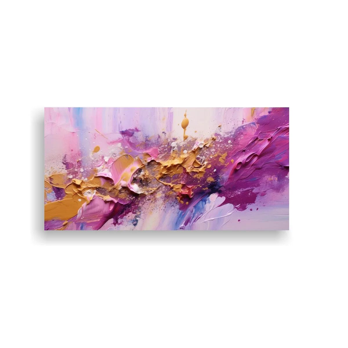 Cuadro abstracción gestual malva y magenta con banda diagonal — imagen principal