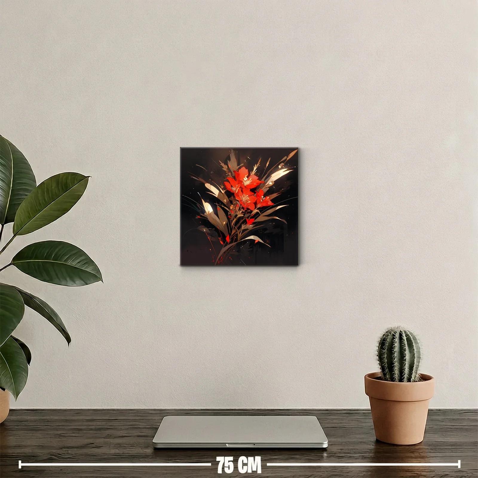 Ramo vibrante de flores rojas con fondo oscuro elegante — miniatura 2