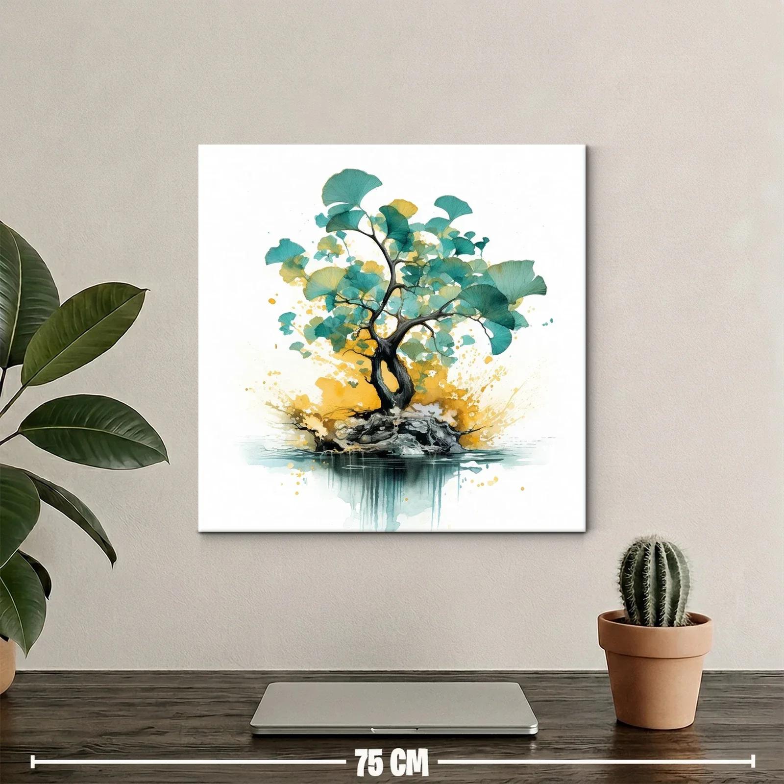 Árbol abstracto con hojas en tonos azules y amarillos — miniatura 2