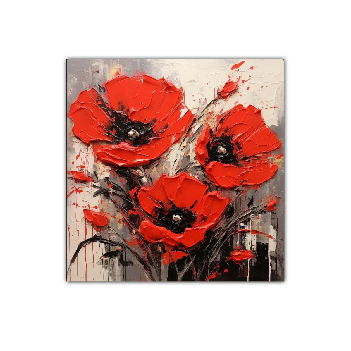 Flores rojas vibrantes con fondo neutro en arte contemporáneo — imagen principal