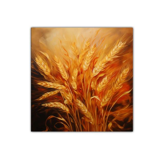 Cuadro decorativo con espigas doradas en tonos cálidos