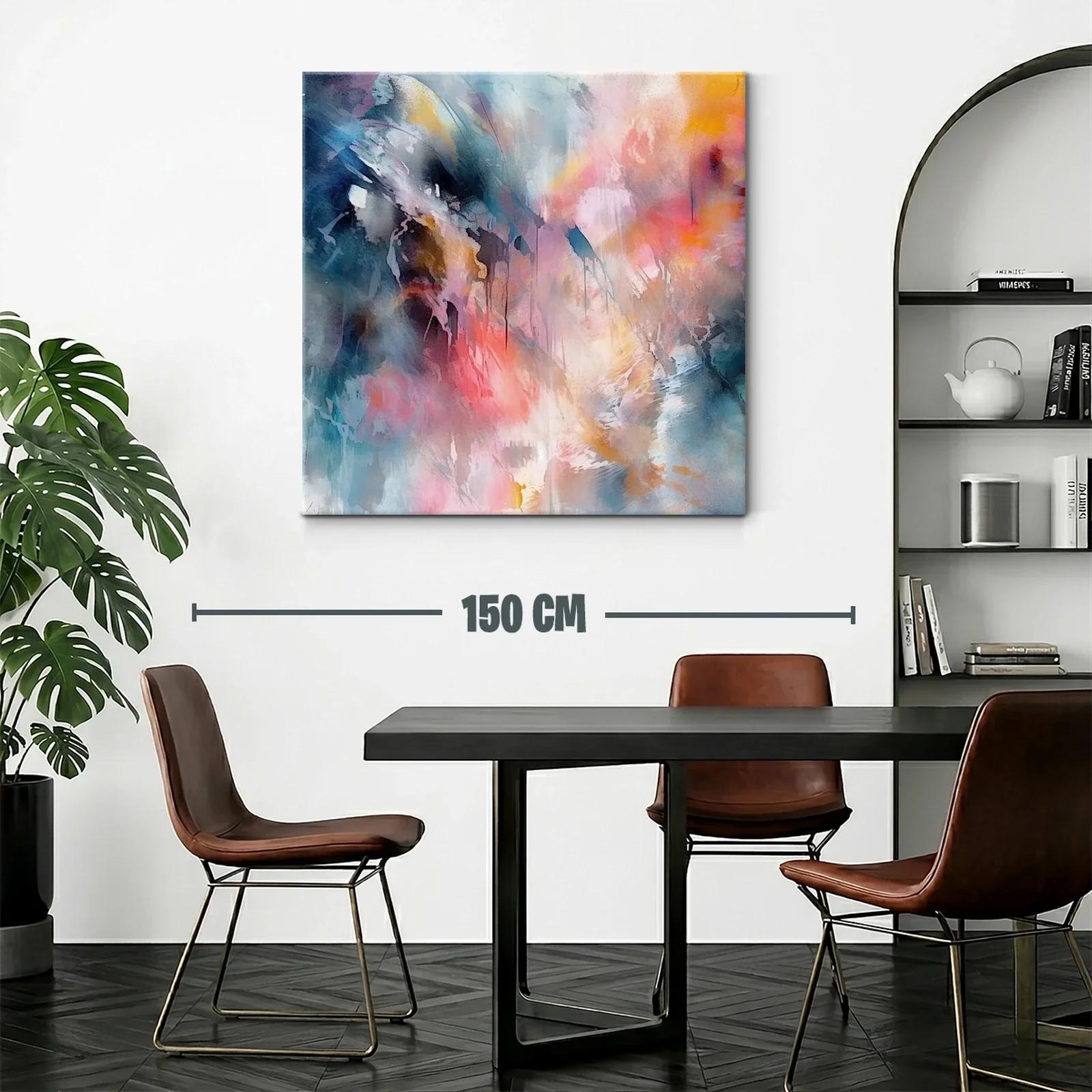 Cuadro abstracto con tonos cálidos y fríos vibrantes — miniatura 2