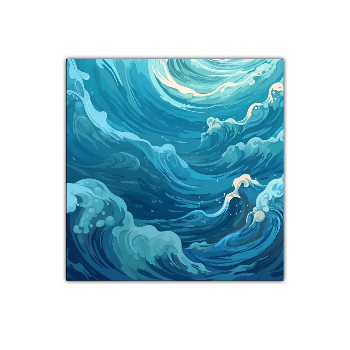 Cuadro de olas en movimiento con tonos azulados — imagen principal