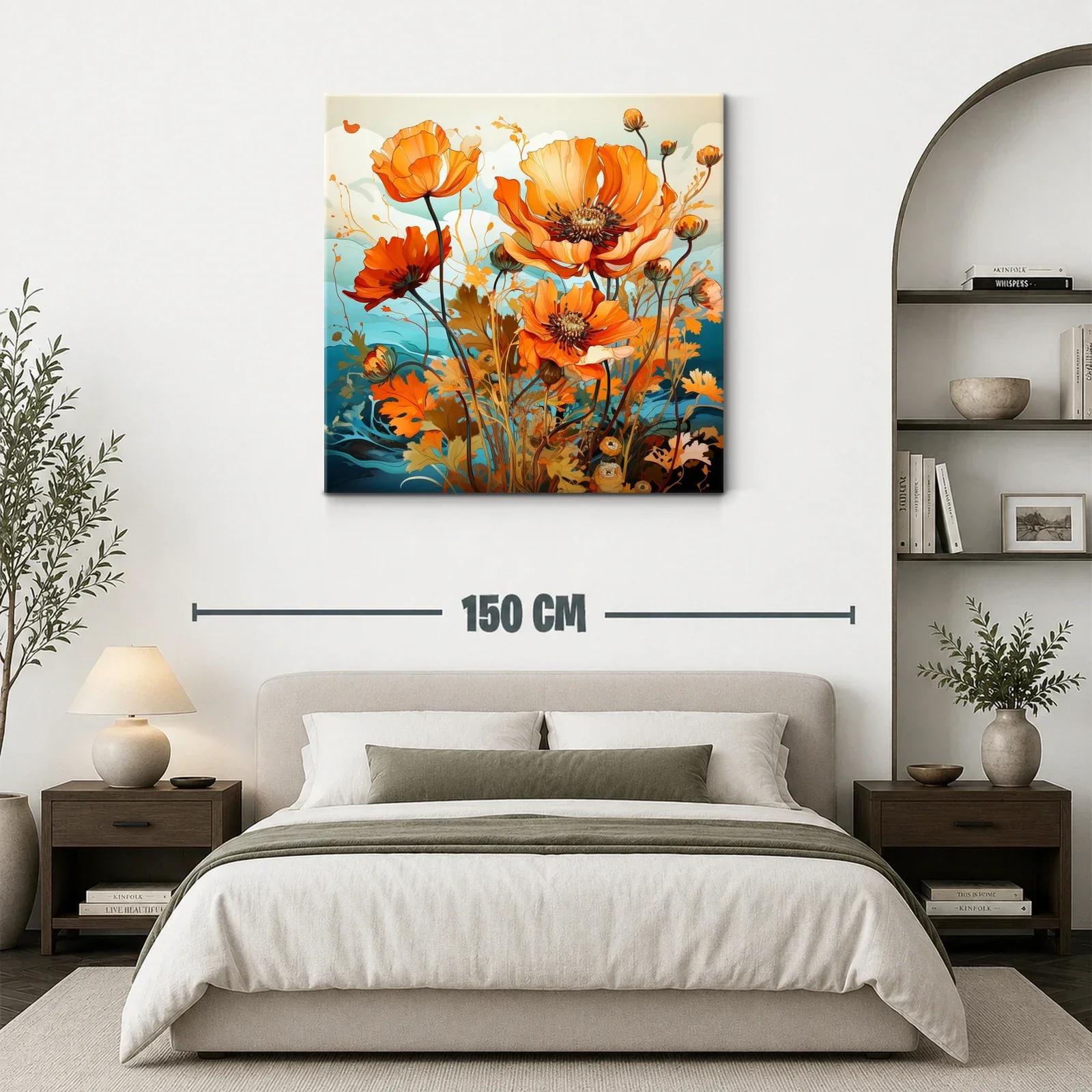 Flores anaranjadas vibrantes con fondo en tonos azules — miniatura 3
