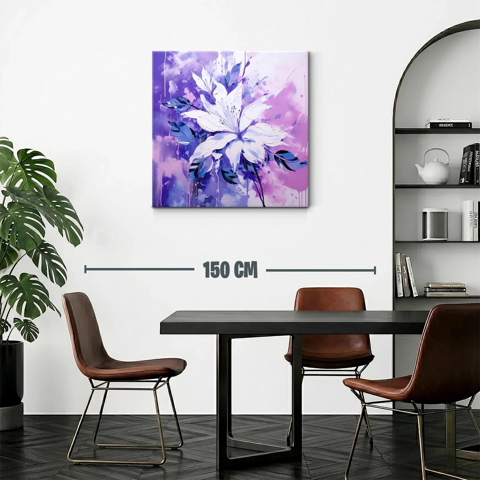 Flor blanca sobre fondo vibrante en tonos violetas y azules — miniatura 2