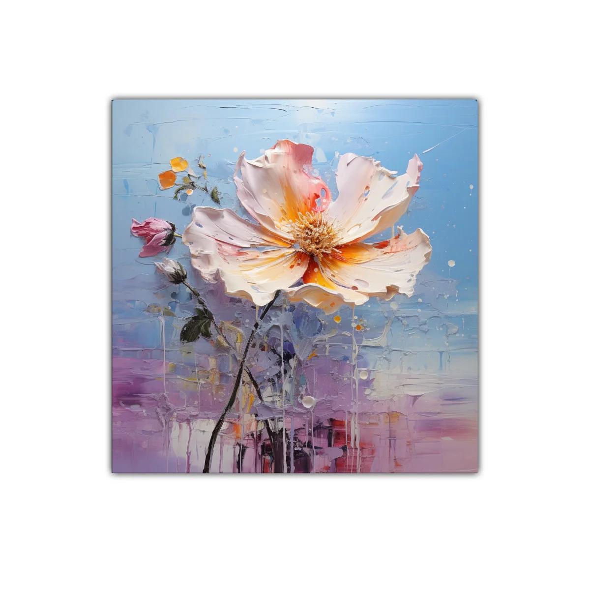 Cuadro floral con flor grande en tonos pastel suaves — imagen principal