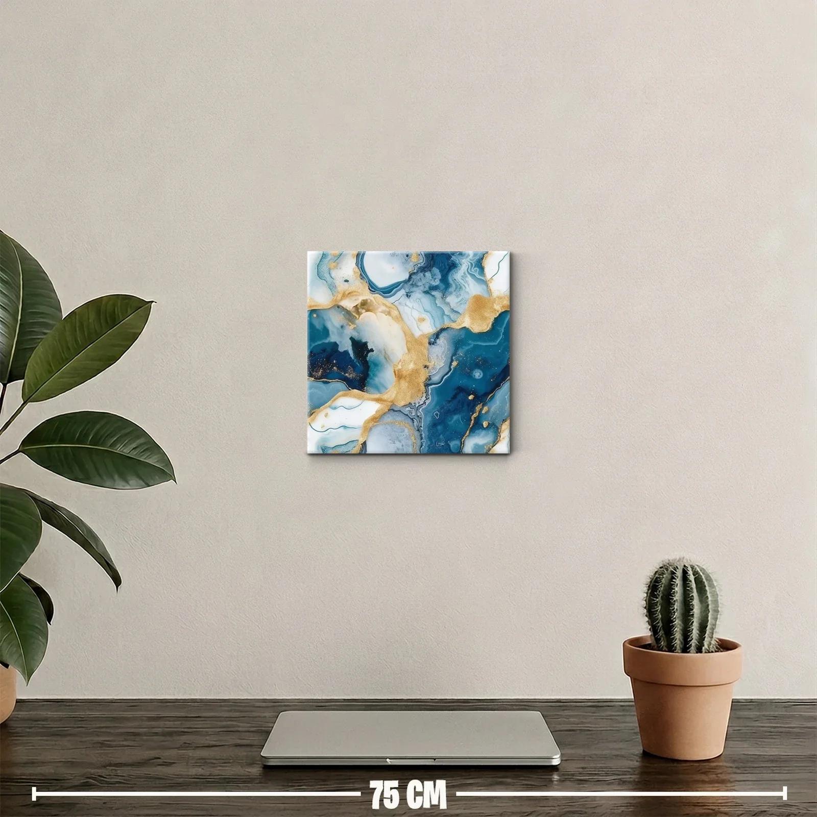 Arte abstracto con tonos azules y dorados elegantes — miniatura 2