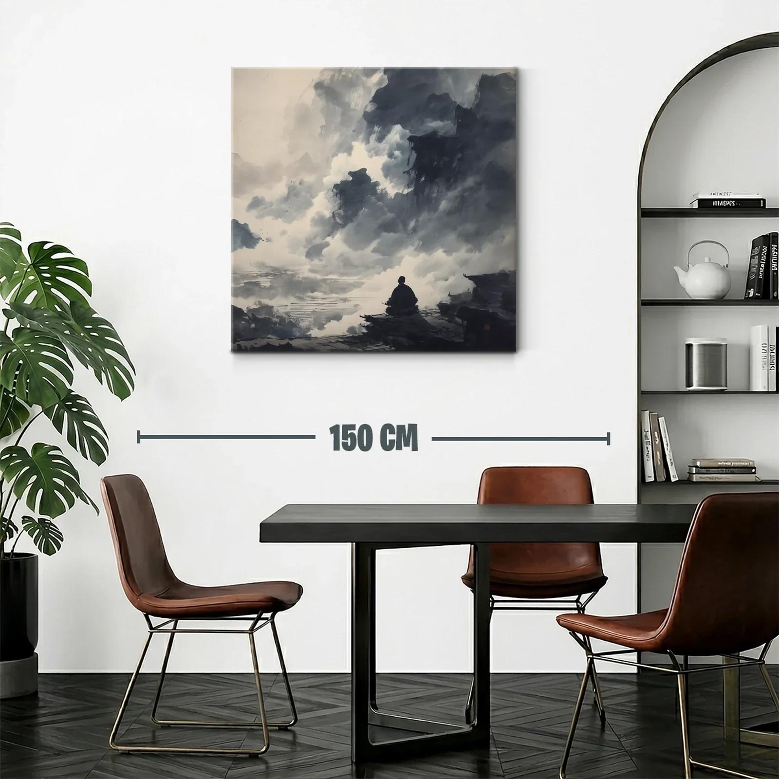Paisaje contemplativo entre nubes y montañas en gris — miniatura 2