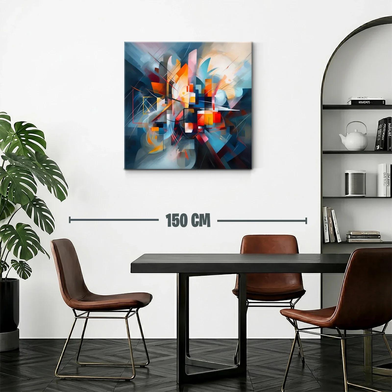 Cuadro abstracto con tonos vibrantes y formas dinámicas — miniatura 2