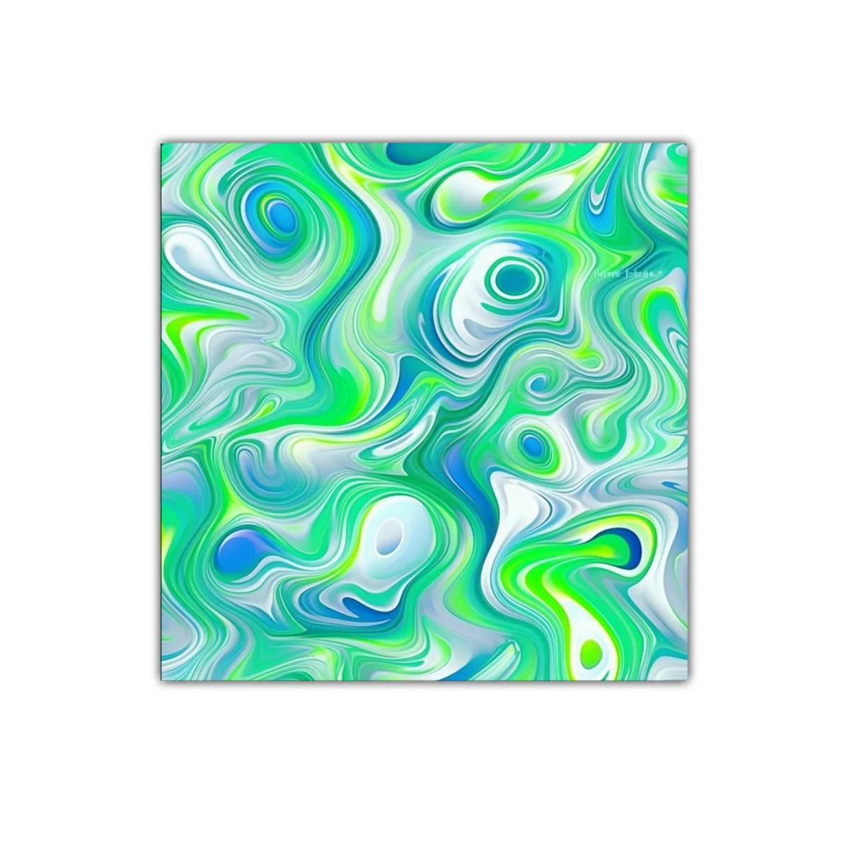 Cuadro decorativo abstracto en tonos verdes y azules vibrantes — imagen principal
