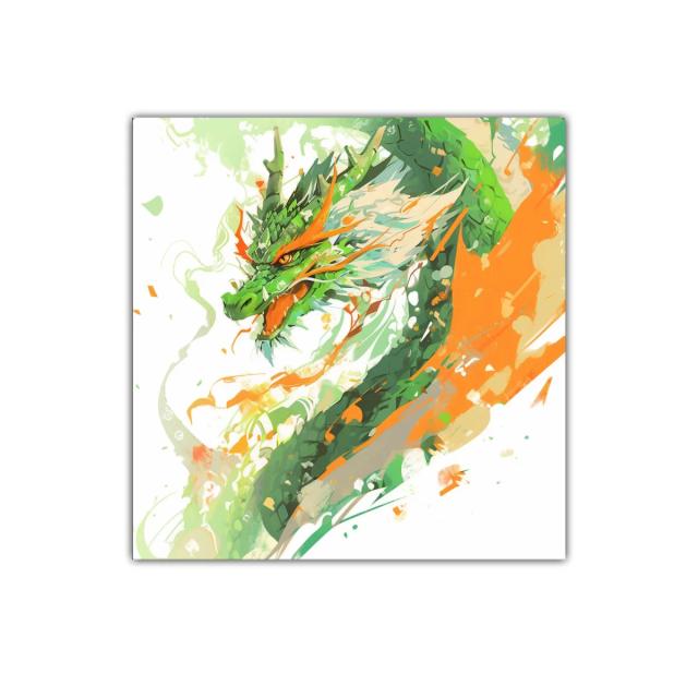 Dragón verde en movimiento lleno de energía y fuerza