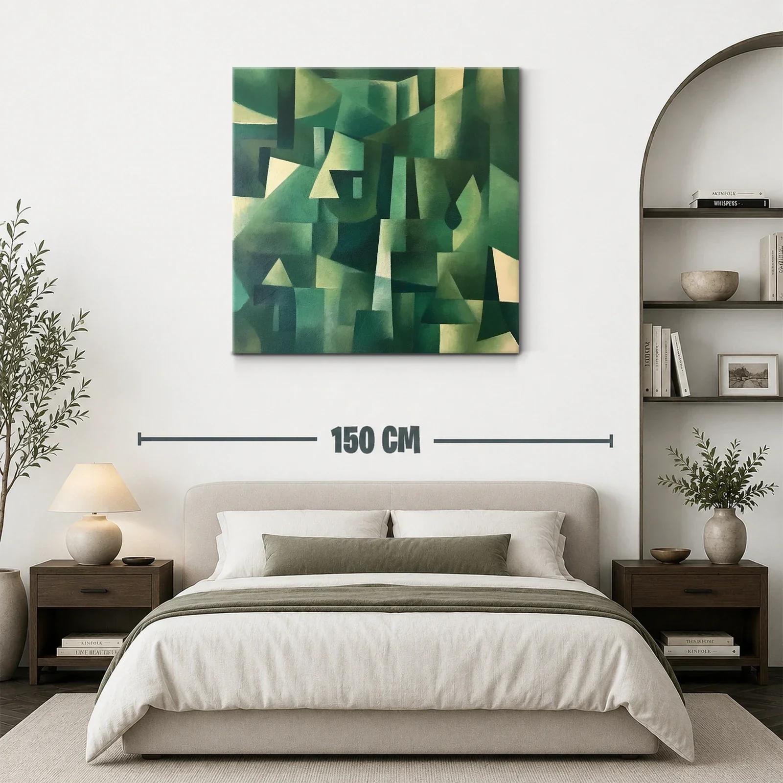 Composición abstracta con tonos verdes y formas geométricas — miniatura 3