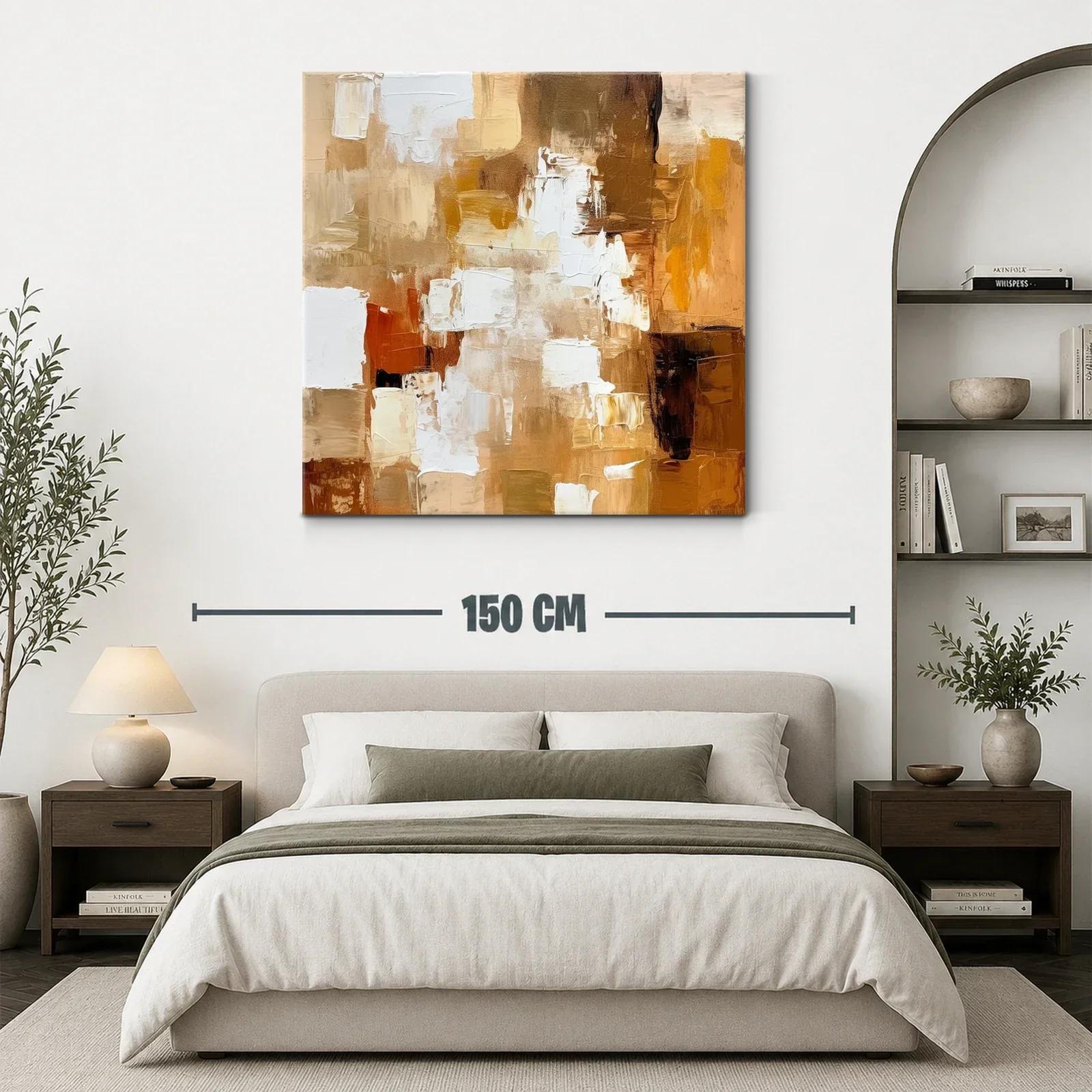 Cuadro abstracto en tonos cálidos marrones y beige — miniatura 3