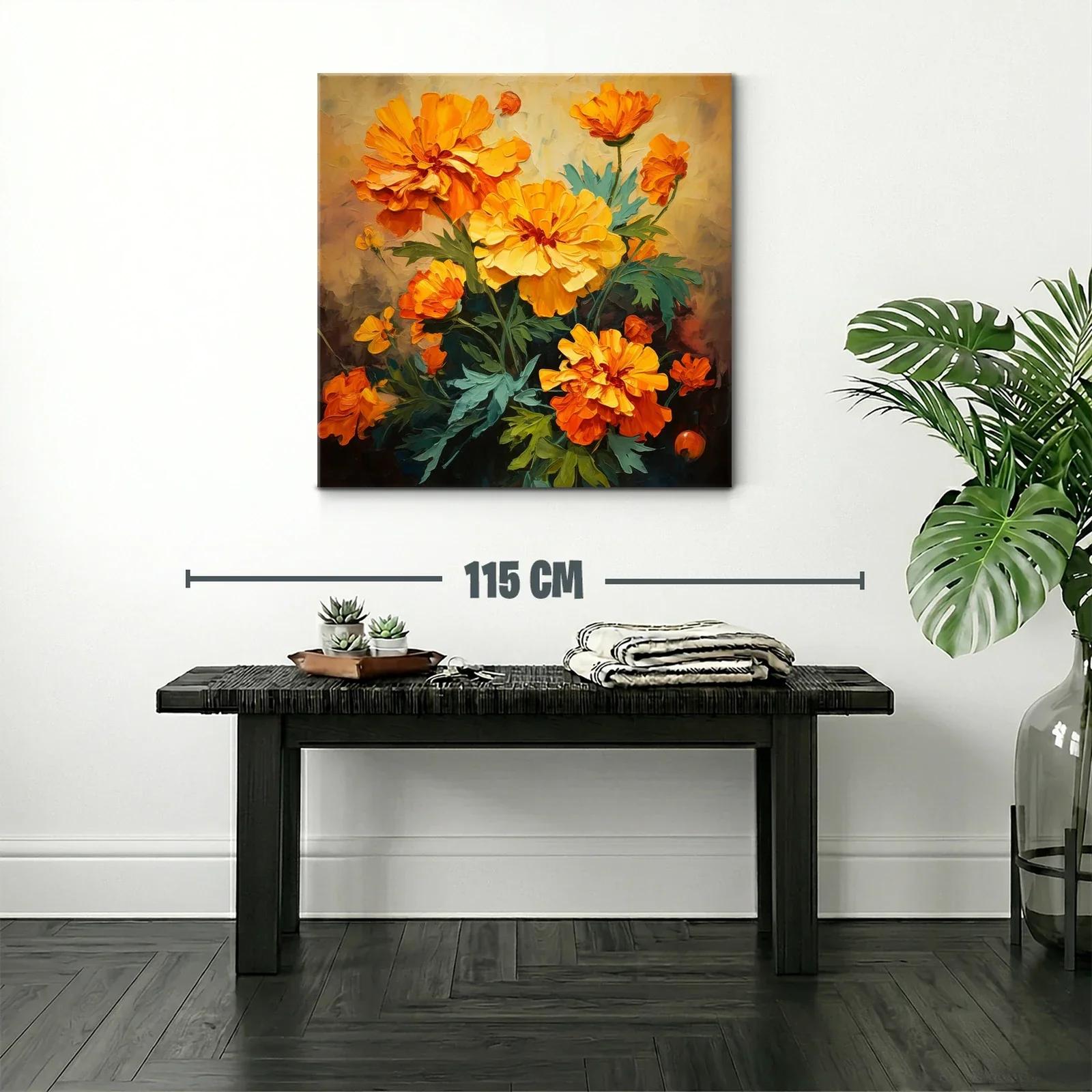 Ramo vibrante con flores naranjas y amarillas sobre fondo suave — miniatura 2