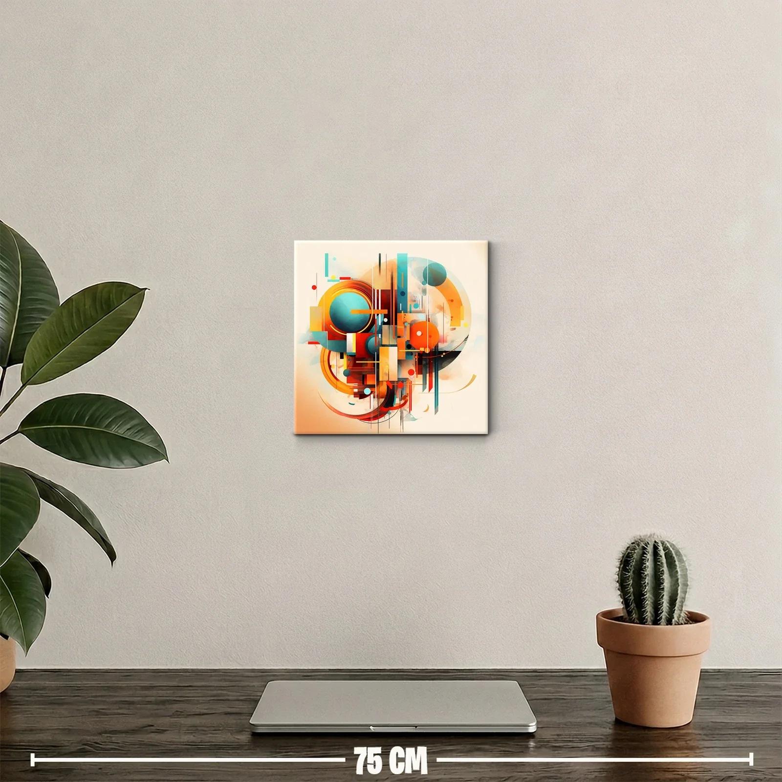 Cuadro abstracto con formas geométricas y colores vibrantes — miniatura 2