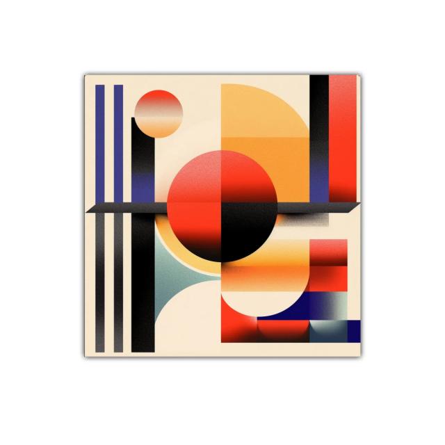 Composición geométrica con tonos cálidos y contrastes vibrantes