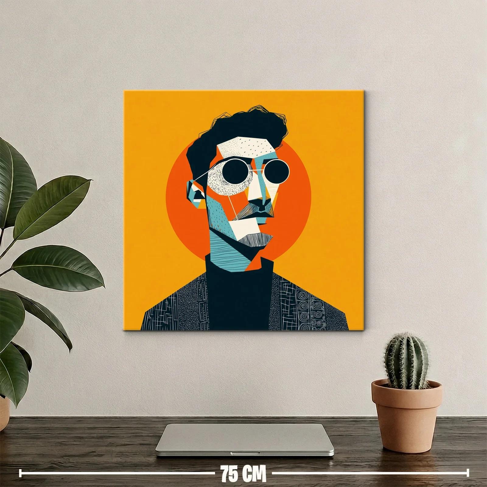 Retrato contemporáneo con toques geométricos y vibrantes — miniatura 2
