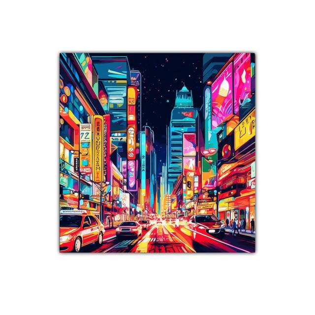 Luces vibrantes de ciudad nocturna en arte moderno