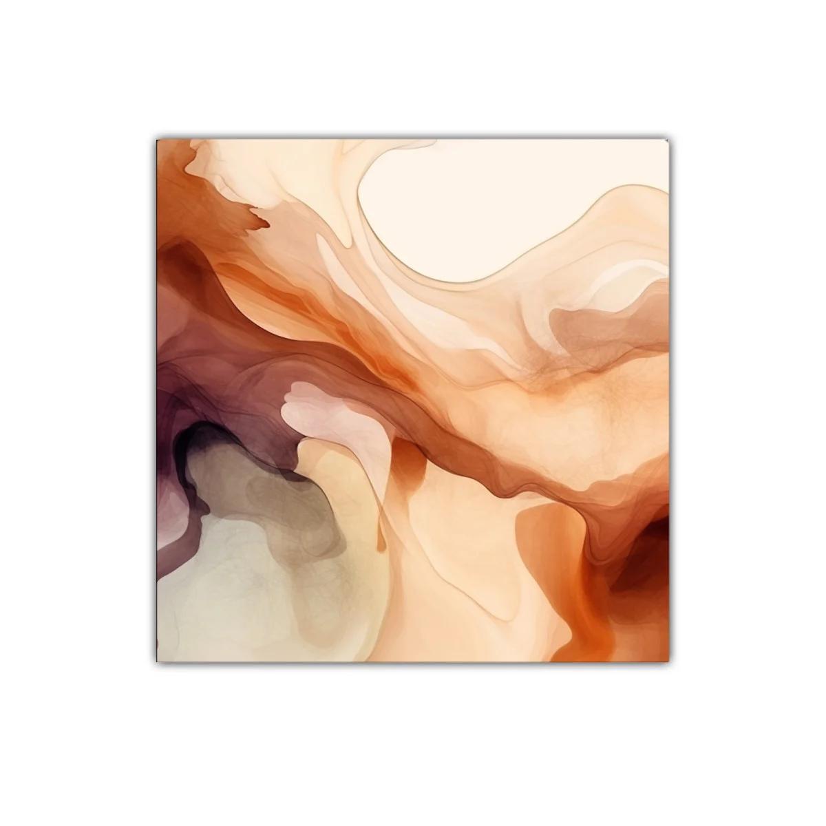 Cuadro abstracto con tonos tierra y cálidos movimientos — miniatura 1
