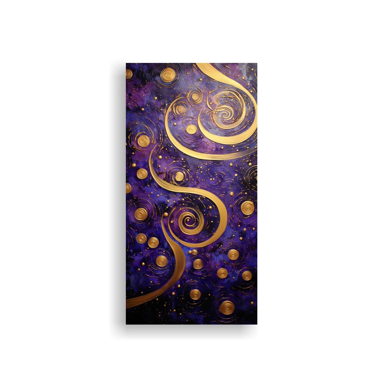 Cuadro espirales doradas con orbes flotantes