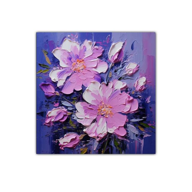 Cuadro floral en tonos violetas y rosas vibrantes