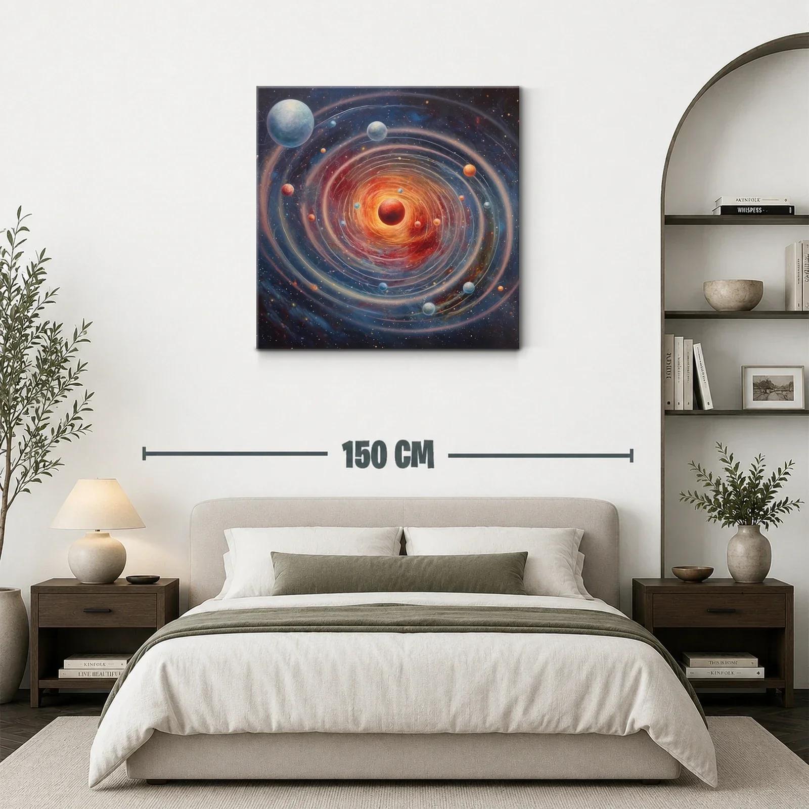 Universo en espiral con planetas en tonos cálidos y fríos — miniatura 3