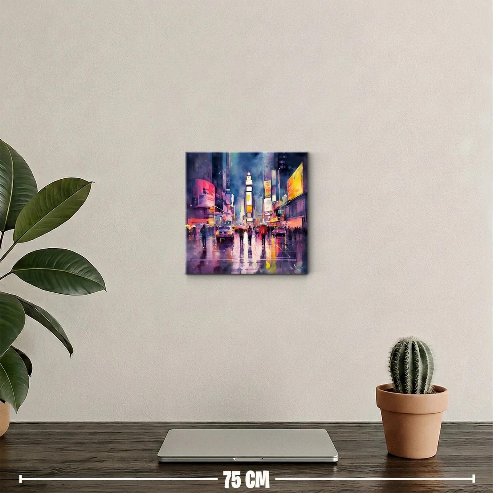 Atardecer lluvioso en ciudad moderna con luces vibrantes — miniatura 2
