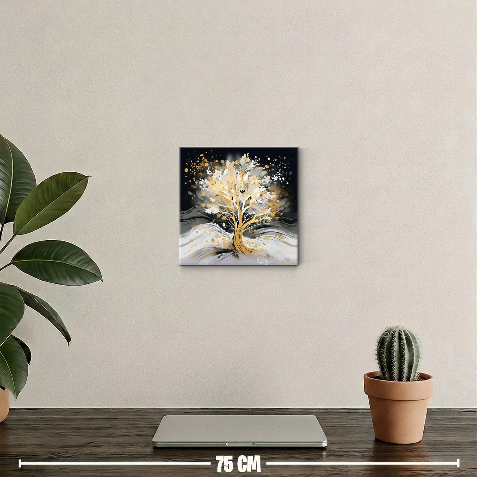 Árbol luminoso en tonos dorados y grises — miniatura 2