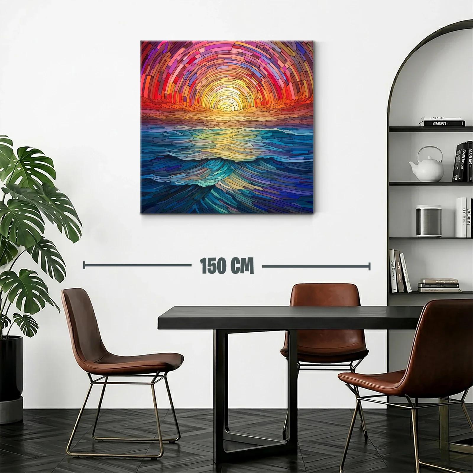 Atardecer vibrante sobre olas en tonos cálidos y azules — miniatura 2