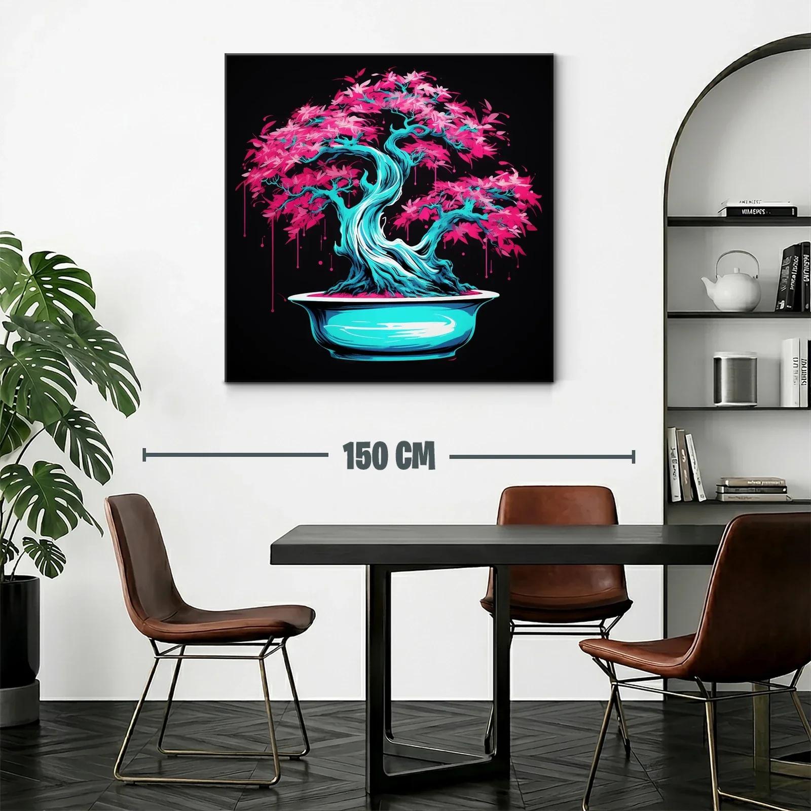 Árbol bonsái vibrante con tonos azul y rosa eléctrico — miniatura 2