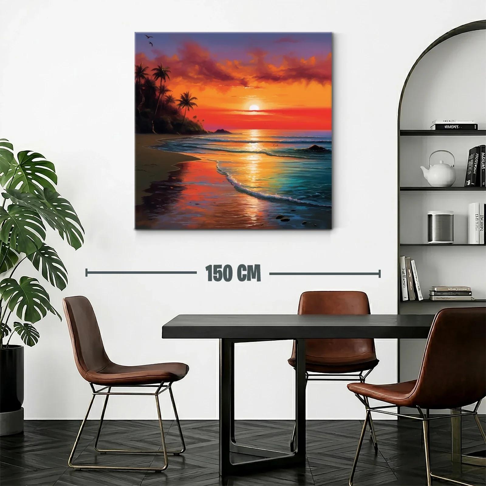 Atardecer tropical con palmeras y reflejos vibrantes en el mar — miniatura 2