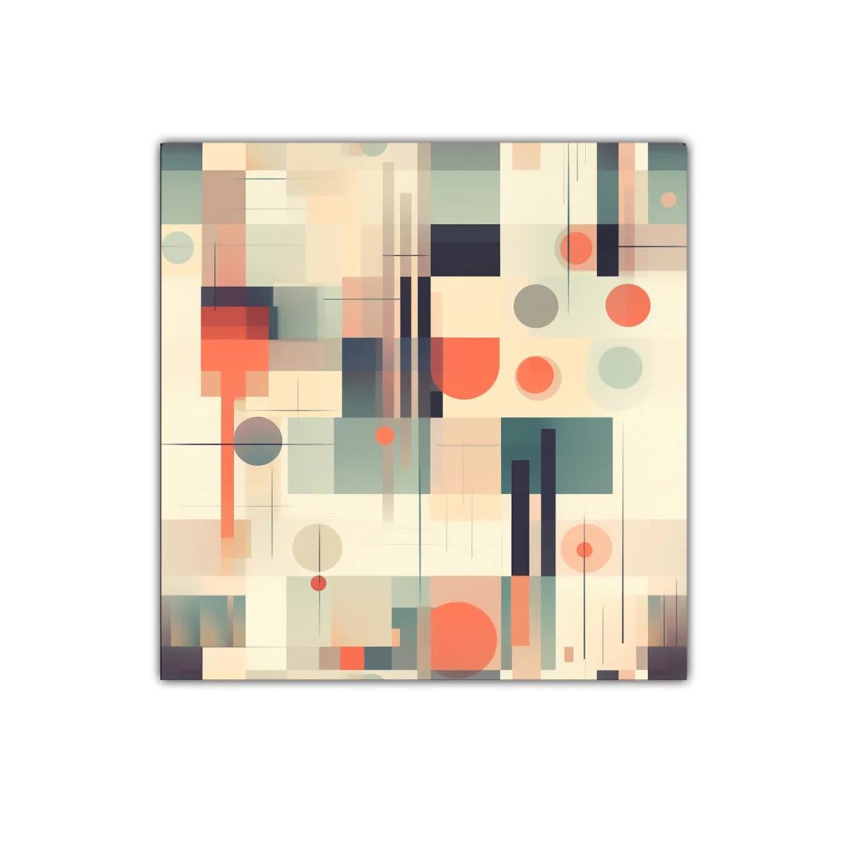 Cuadro abstracto con formas geométricas y colores cálidos — imagen principal