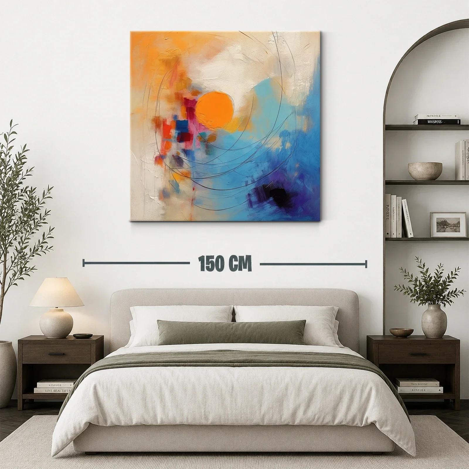 Cuadro abstracto con tonos vibrantes y formas circulares — miniatura 3