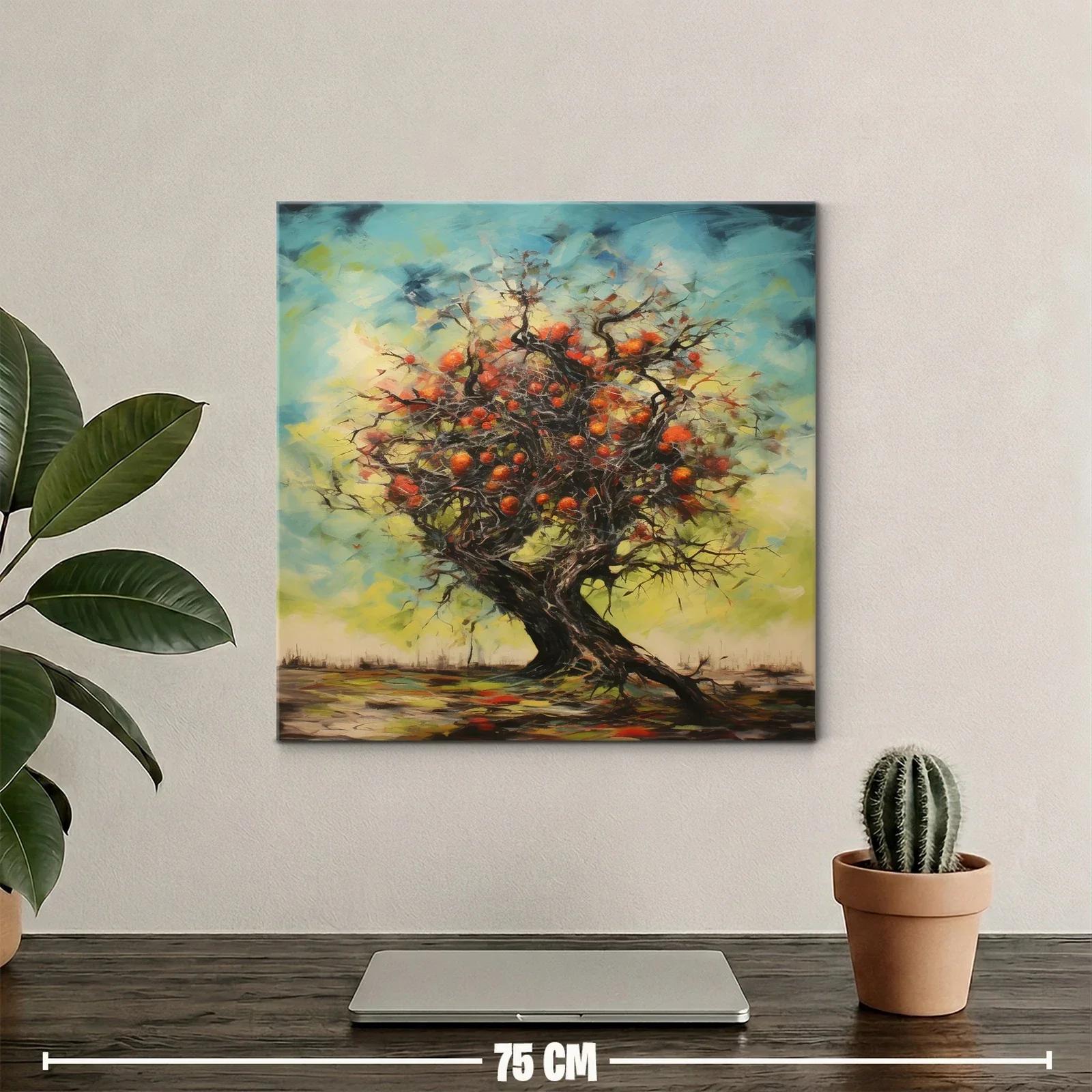 Árbol frutal con vibrantes tonos de naranja y azul — miniatura 2