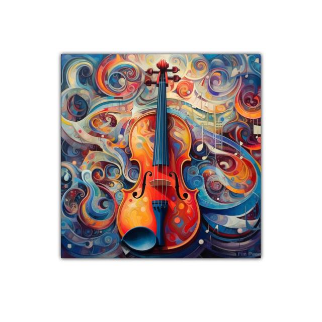 Cuadro decorativo violín vibrante lleno de energía y color