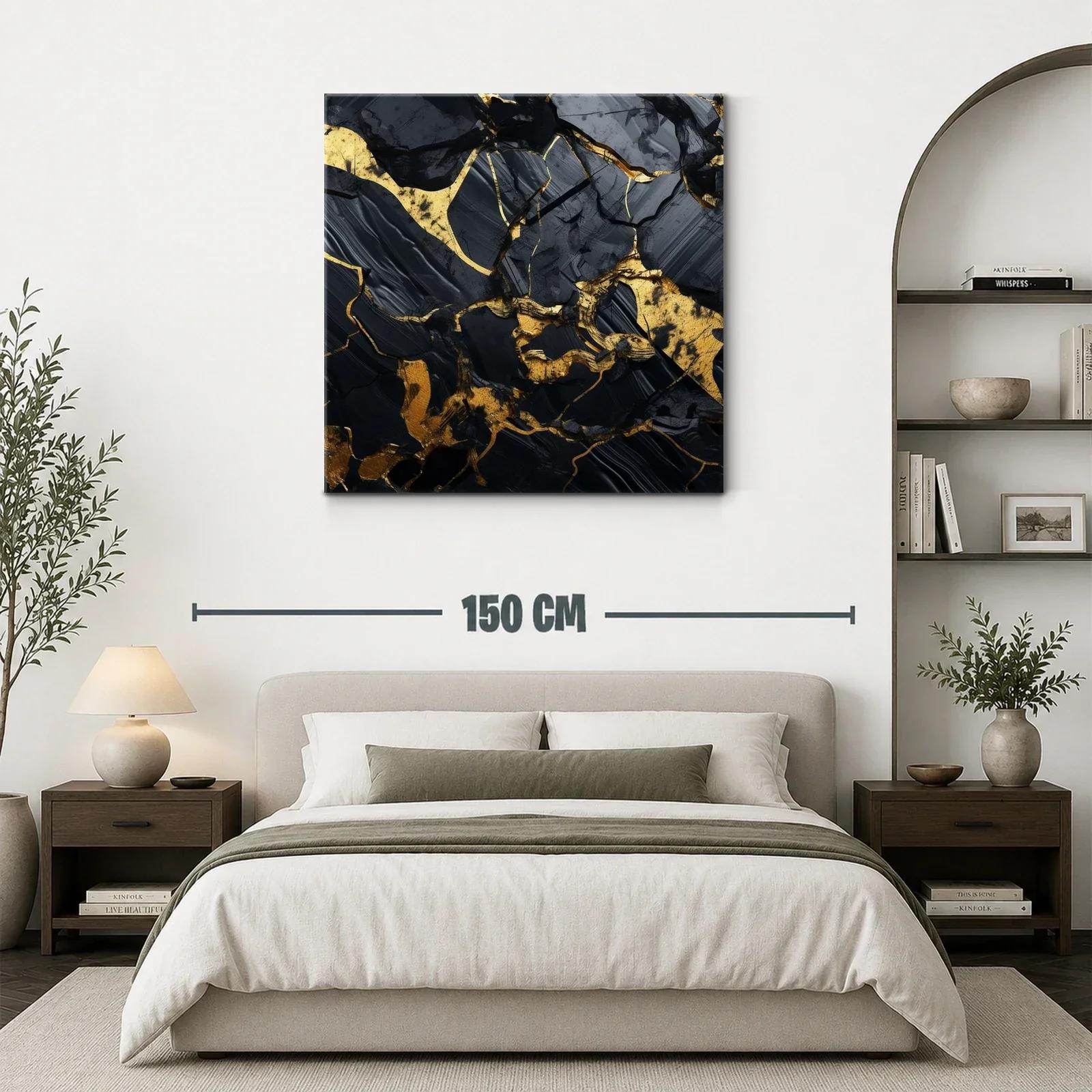Arte abstracto con detalles en dorado y negros intensos — miniatura 3