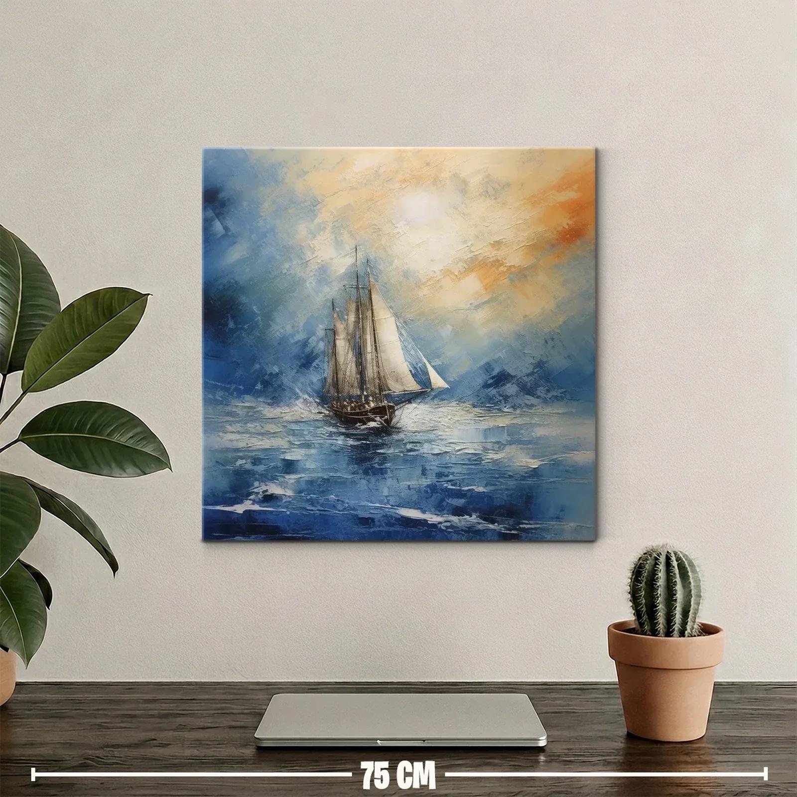 Velero navegando en mar azul con cielos luminosos — miniatura 2
