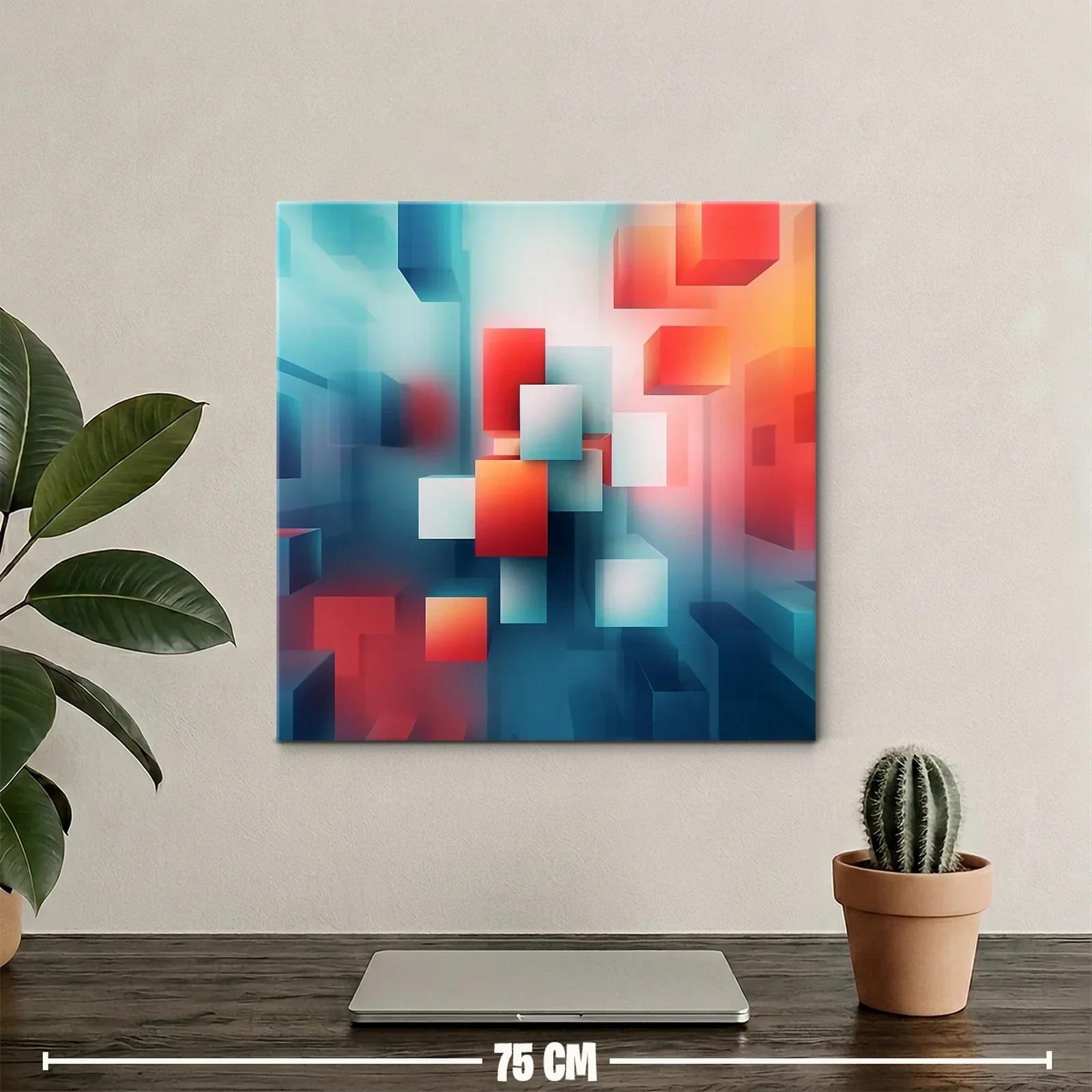 Composición Abstracta con Cubos en Tonos Azul y Rojo — miniatura 2