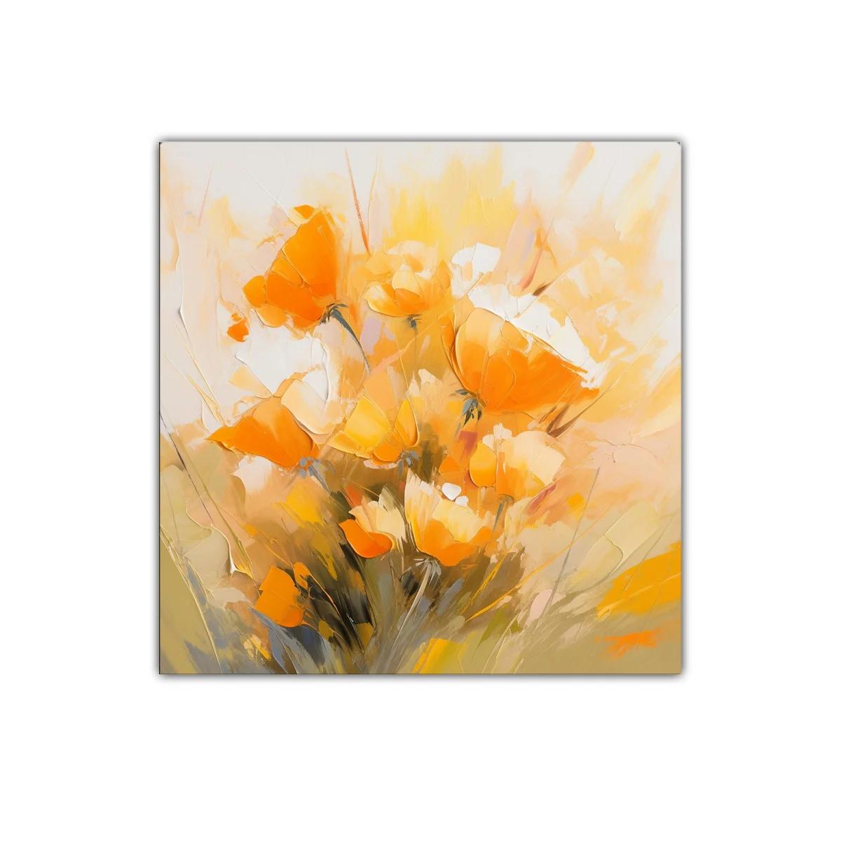 Cuadro decorativo con vibrante ramo de flores anaranjadas — imagen principal