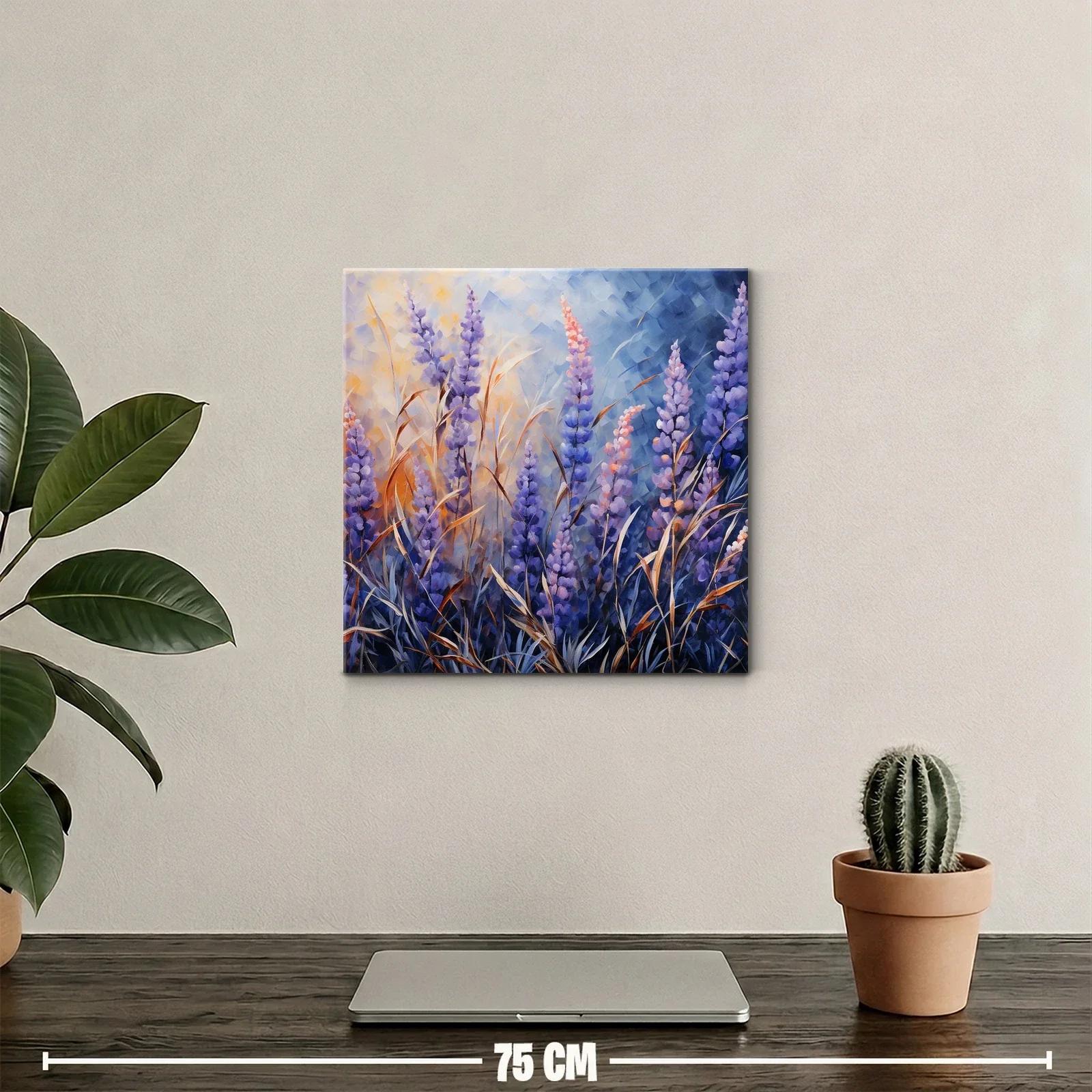 Cuadro floral con tonos violeta y azul suave — miniatura 2