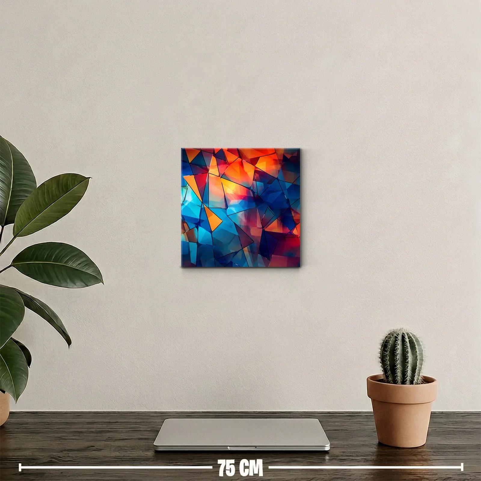 Cuadro abstracto en tonos vibrantes con formas geométricas — miniatura 2