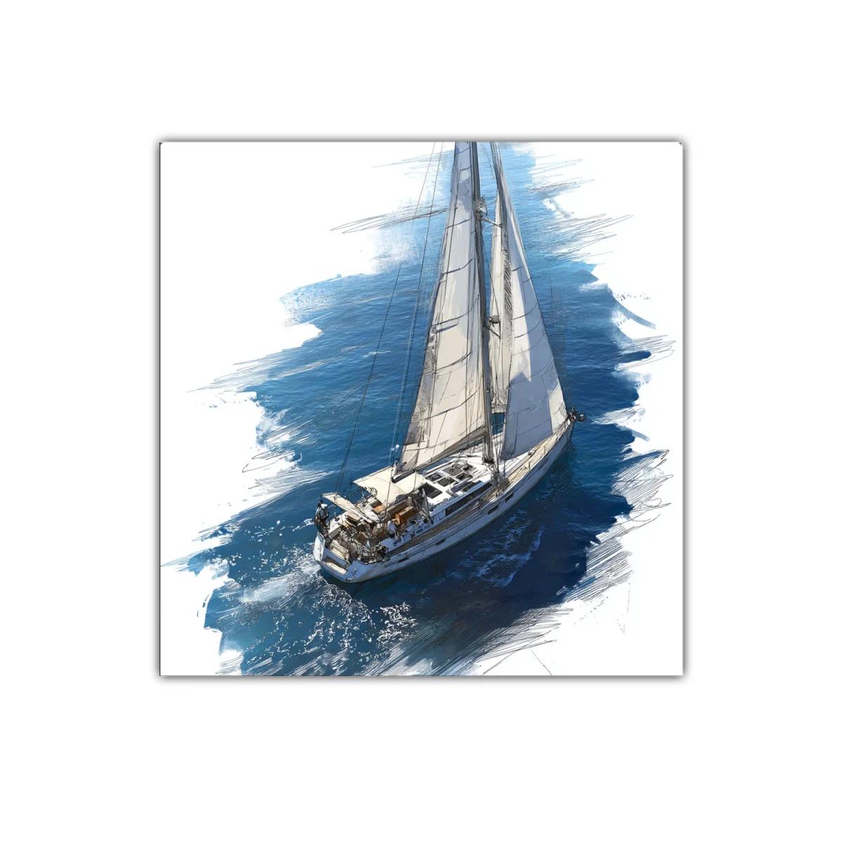 Velero Navegando sobre Mar Azul con Viento Suave