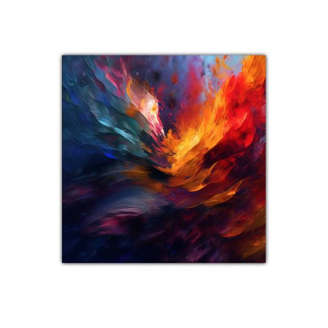 Cuadro decorativo con explosión de colores vibrantes y texturas fluidas