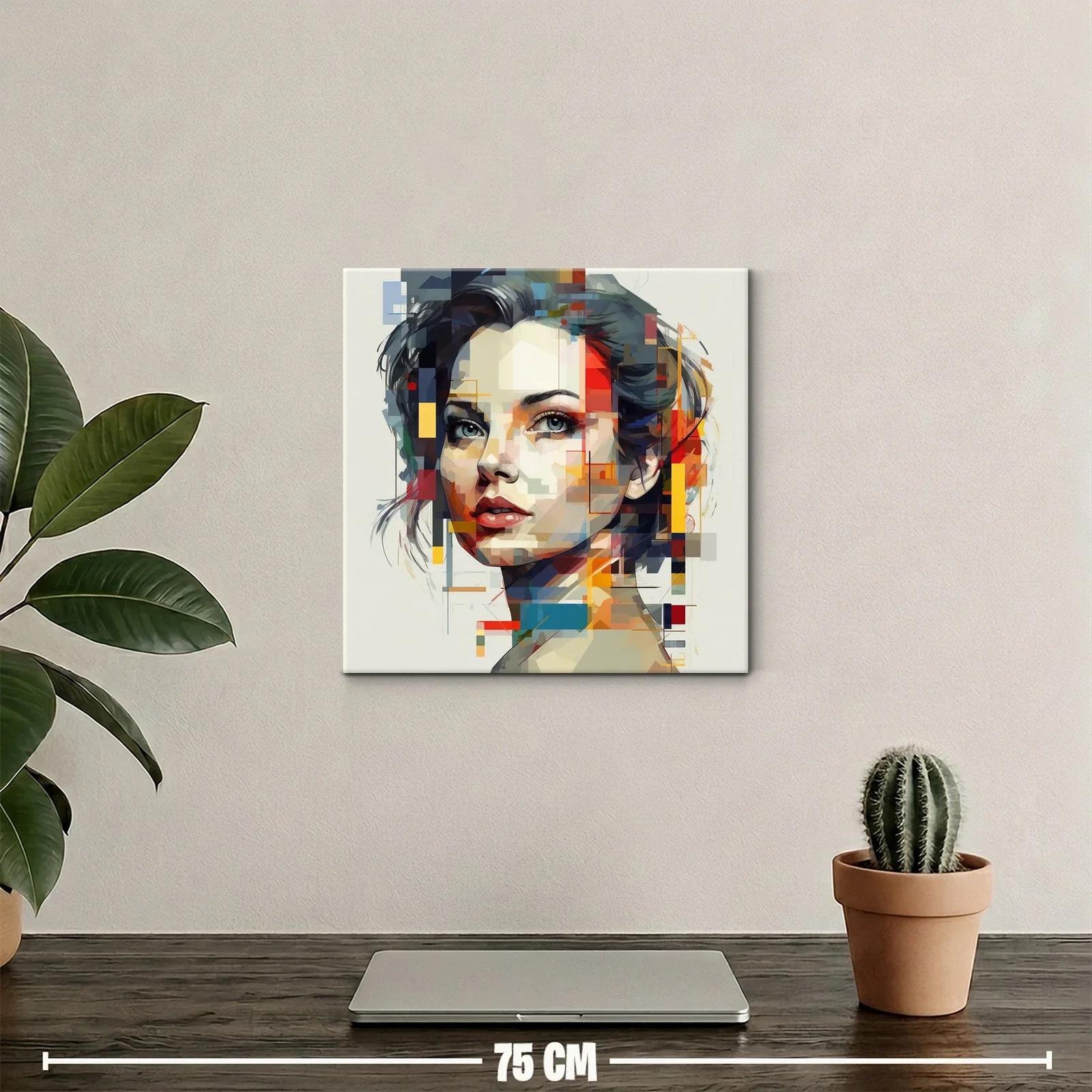 Retrato femenino abstracto con paleta vibrante y geométrica — miniatura 2